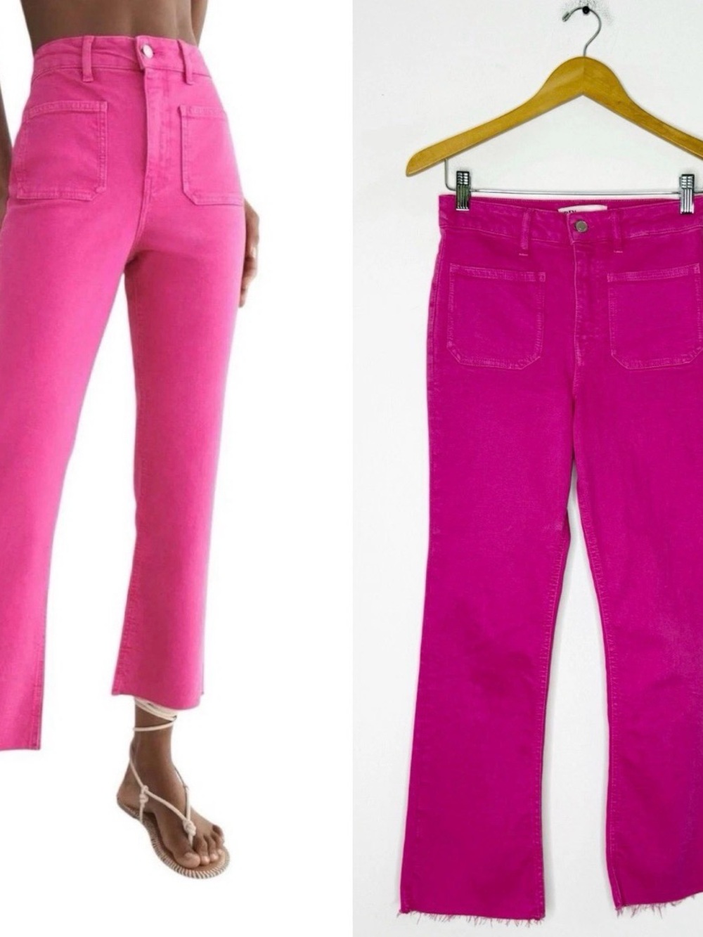 Zara Vibrant Hot Pink Straight-Leg Jeans